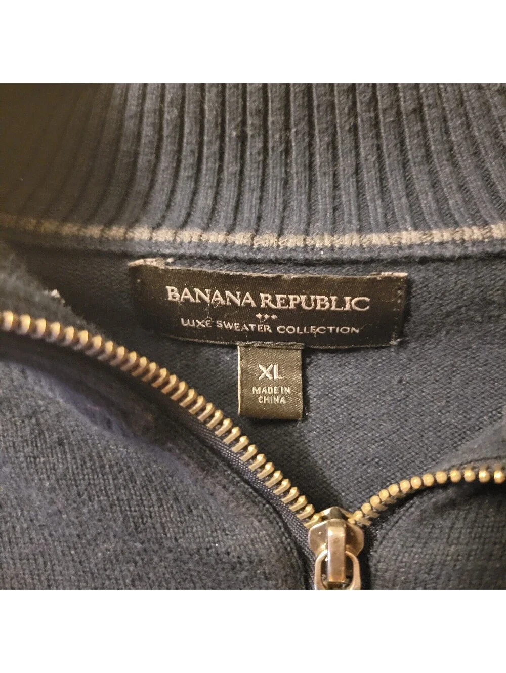 BANANA REPUBLIC Gray Heather Blue Cotton Baseball Sweater Jacket Size XL